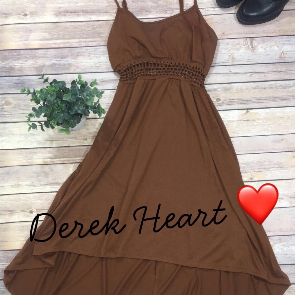 Brown Derek Heart High Low Dress